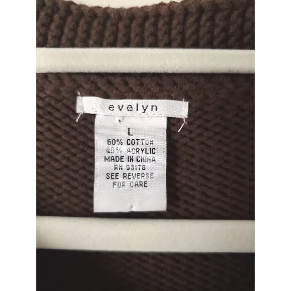 Women Brown Cardigan Cable Sweater M Twee Dark Cottage Cozy Witchy Granny Scandi